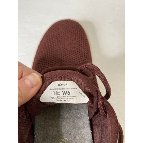 Allbirds TR Women\'s 6 Tree Runners Burgundy Maroon Mesh Running Comfort Shoes